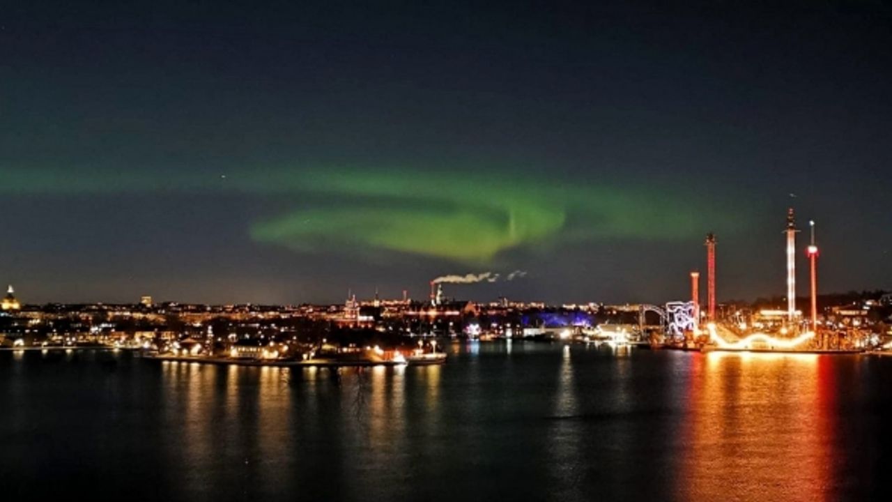İsveç'in başkenti Stockholm'de 'Kuzey Işıkları' gözlendi