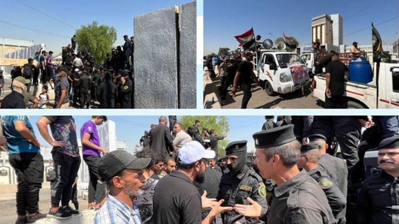 Sadr yanlıları Yeşil Bölge’de Hükümet Sarayı önünde toplandı