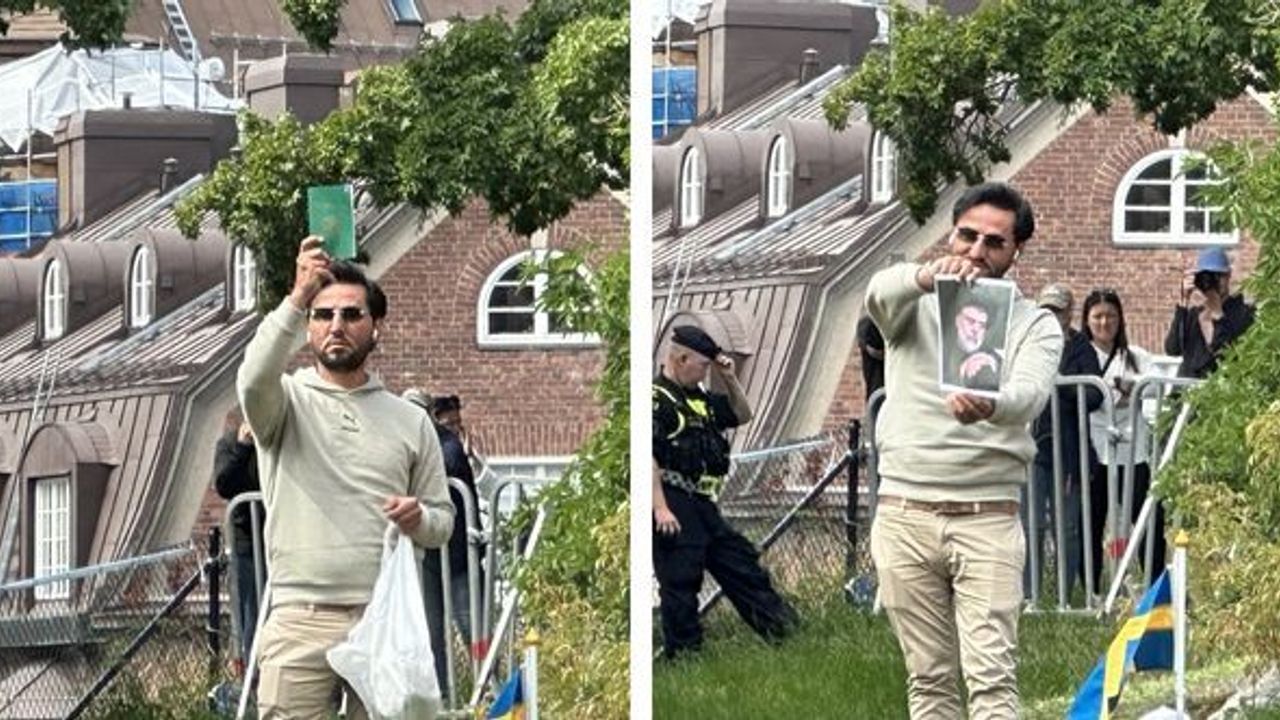 İsveç'te Irak'ın Stockholm Büyükelçiliği önünde Kur'an-ı Kerim'e ve Irak bayrağına hakaret