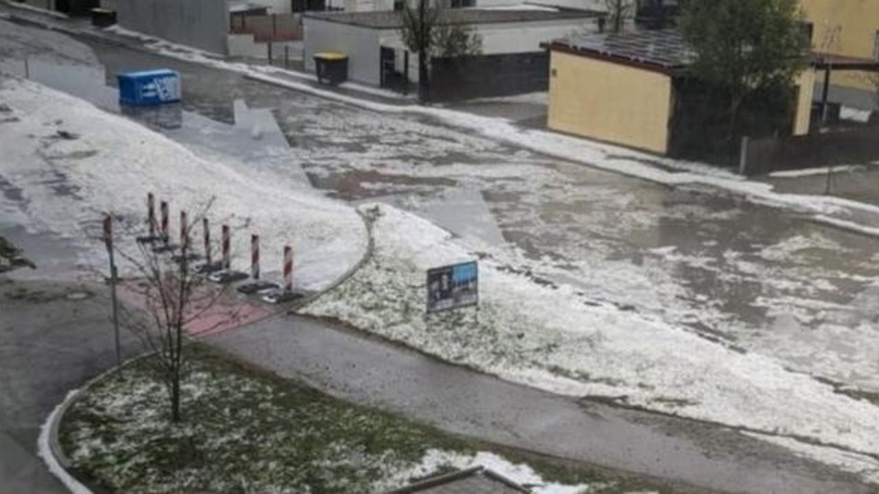 Tenis topu büyüklüğünde dolu yağdı: Hayvanlar telef oldu