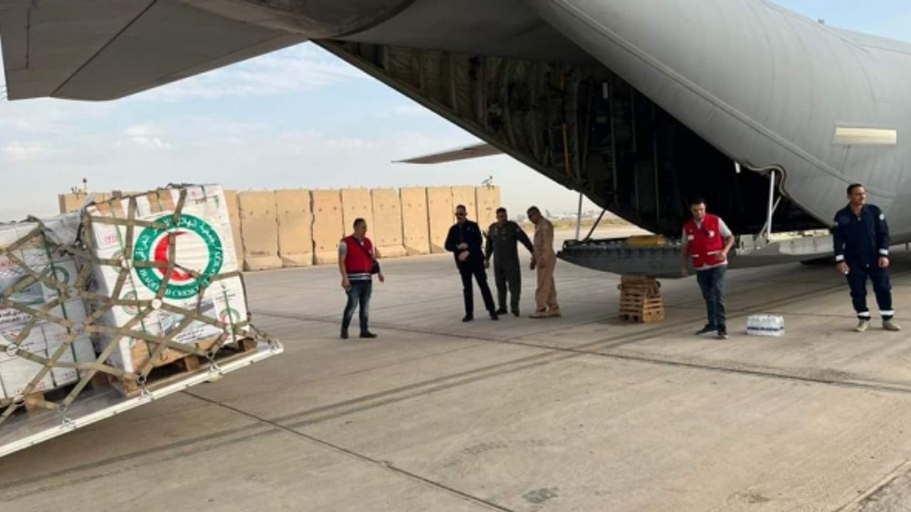 Gazzeli siviller için Irak’ın insani yardımlarını taşıyan uçak Mısır'a hareket etti