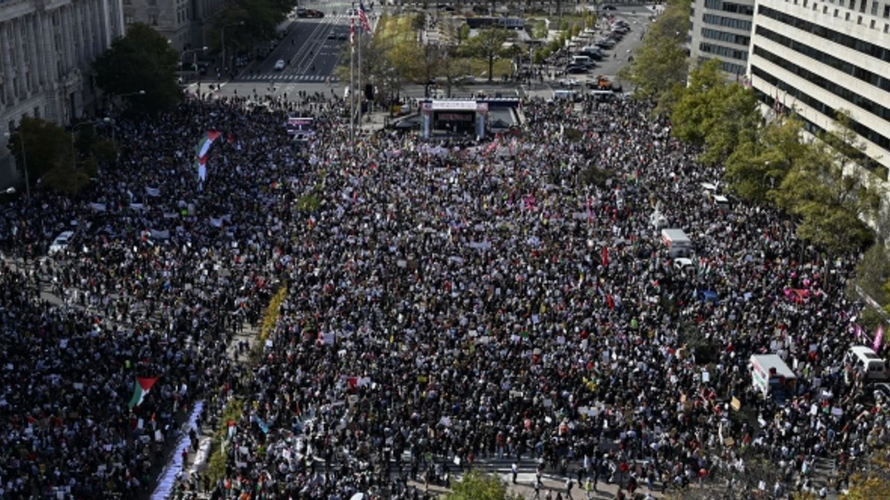ABD’nin başkentinde ülke tarihinin en büyük "Filistin’e destek" gösterisi yapıldı