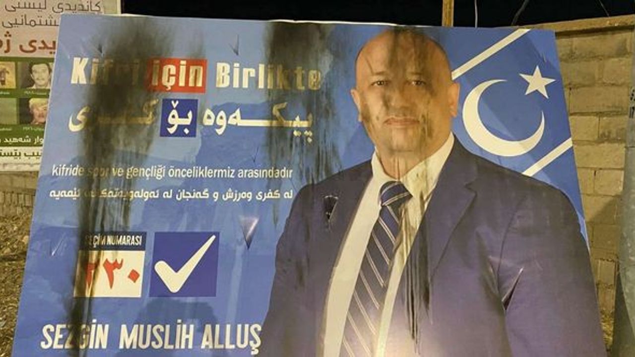 Türkmen adayın posterine saatler geçmeden saldırı